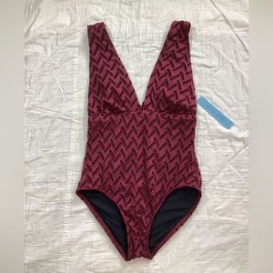 NWT Antonio Melani One Piece Burgundy Swimsuit 6.